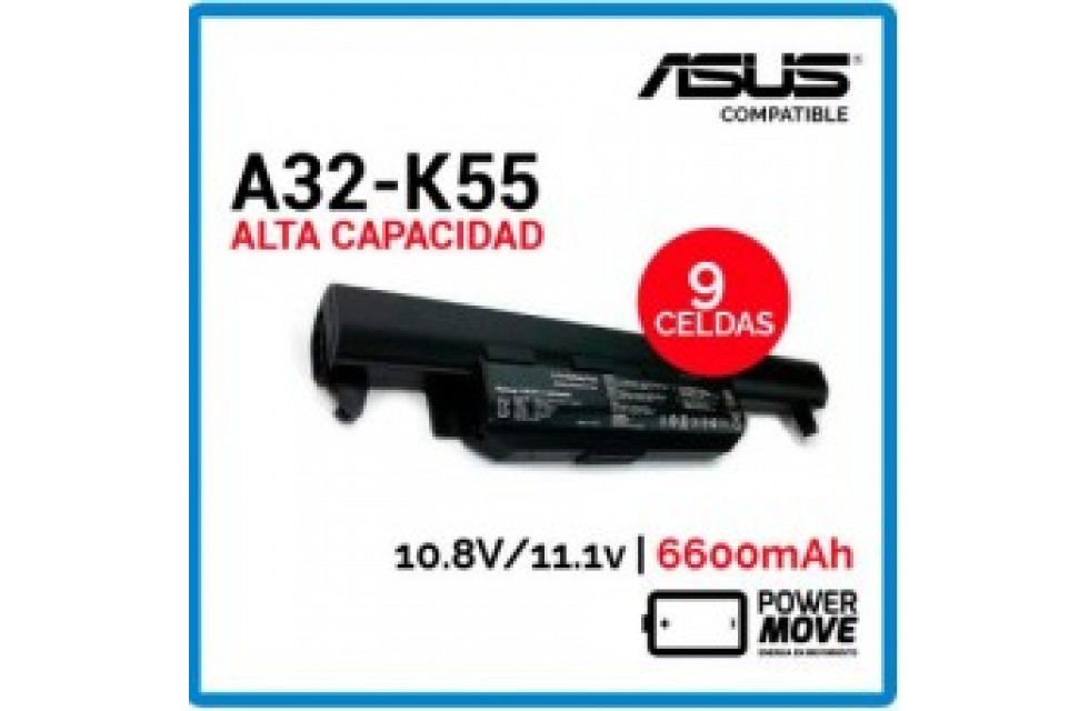 BATERIA ASUS COMPATIVEL A32-K55 - ALTA CAPACIDADE